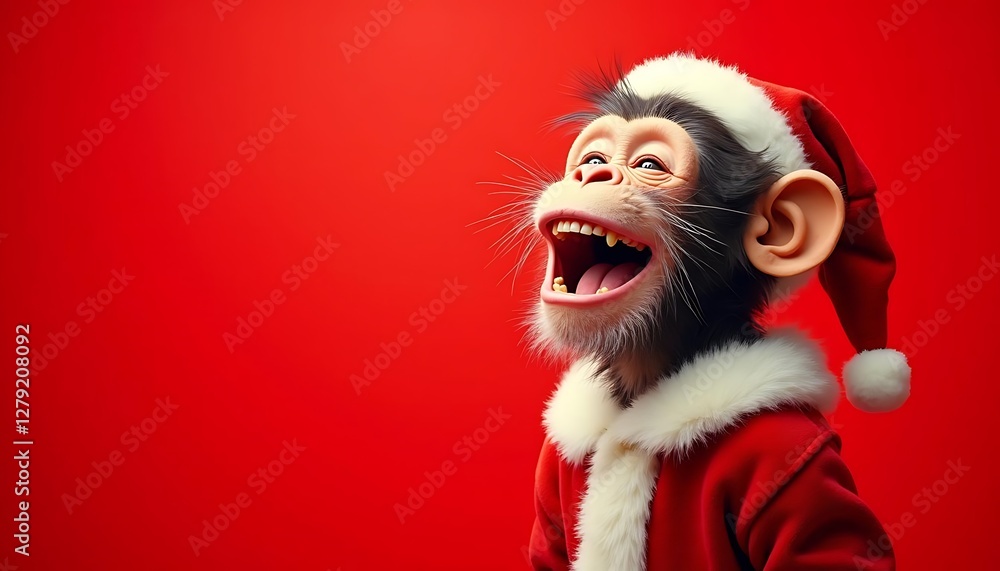 Merry Christmas Chimpanzee in Santa Suit: A Festive 3D Render Merry Christmas Chimpanzee in Santa Suit: A Festive 3D Render