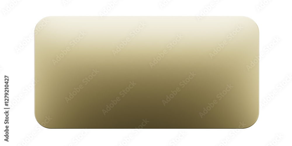 top view of golden rectangle box with rounded corners in Transparent background. 3d render top view of golden rectangle box with rounded corners in Transparent background. 3d render