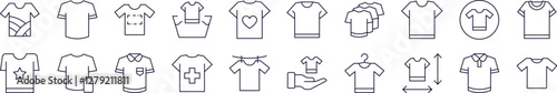 T Shirt Simple Isolated Line Icons Collection. Editable Stroke. Perfect for Web Sites, Books, Cards, Apps