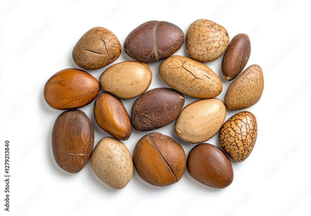 Brown and Beige Seeds on White Background Studio Shot Brown and Beige Seeds on White Background Studio Shot