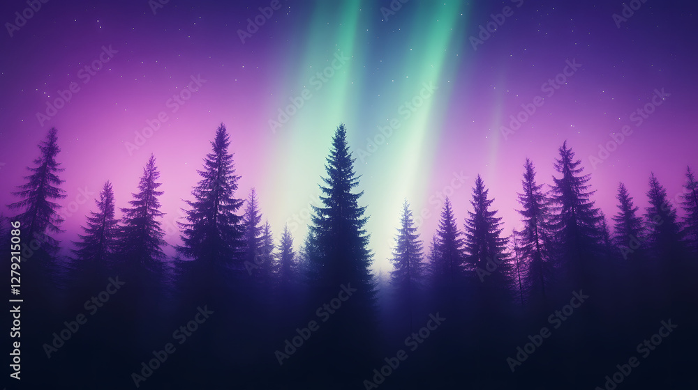 A Winter Forest with the Northern Lights Illuminating the Sky
A Winter Forest with the Northern Lights Illuminating the Sky