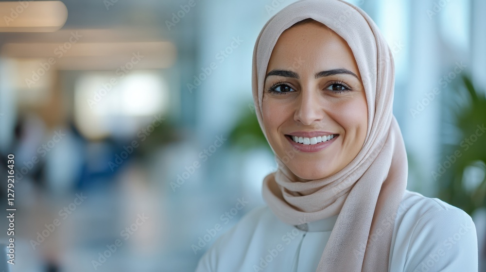 Engaging online learning with a smiling Arabic teacher sharing grammar tips Engaging online learning with a smiling Arabic teacher sharing grammar tips