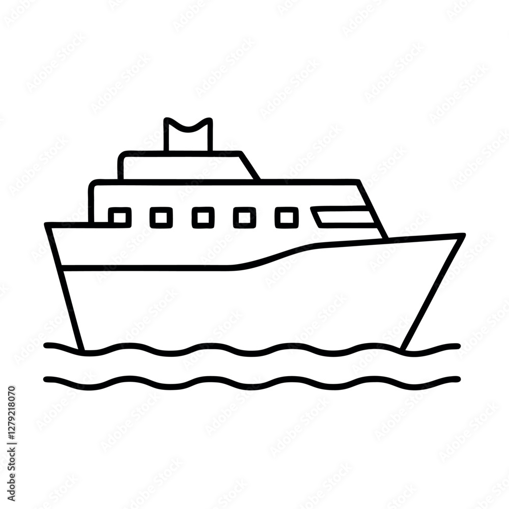 Beautiful Ferry Line Art Vector for Invitations Beautiful Ferry Line Art Vector for Invitations