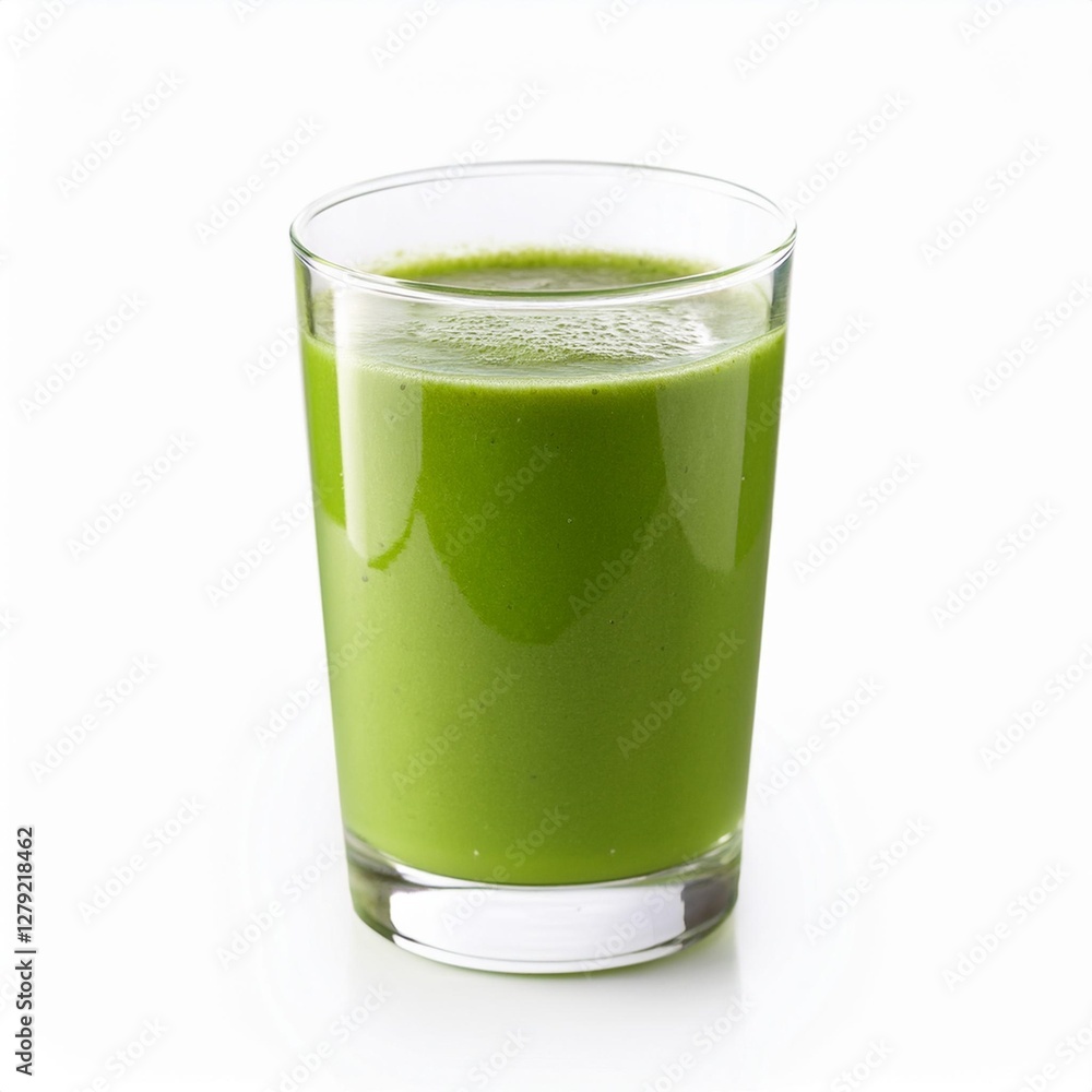 Healthy Green Smoothie in Glass Isolated on White Background for Lifestyle and Wellness Healthy Green Smoothie in Glass Isolated on White Background for Lifestyle and Wellness