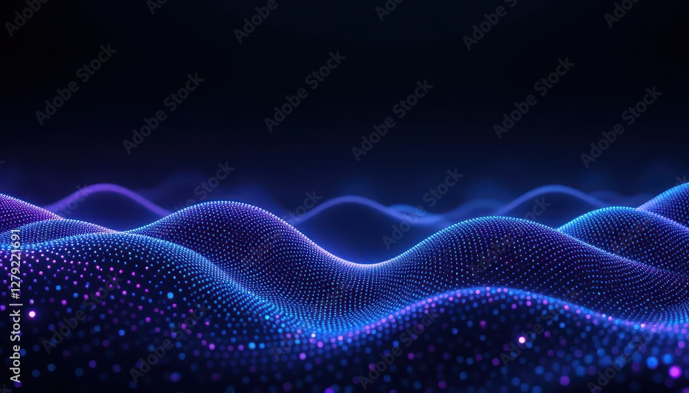 Abstract Digital Landscape with Waves of Light in Bright Colors Abstract Digital Landscape with Waves of Light in Bright Colors