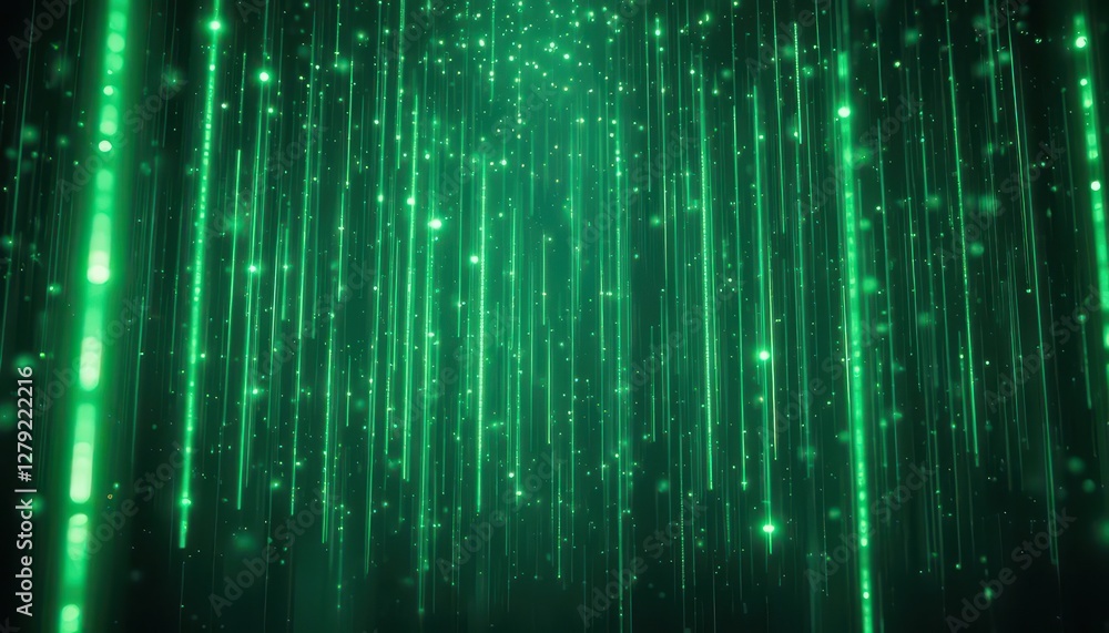 Stunning Green Vertical Light Rays with Glittering Sparkles Background Stunning Green Vertical Light Rays with Glittering Sparkles Background