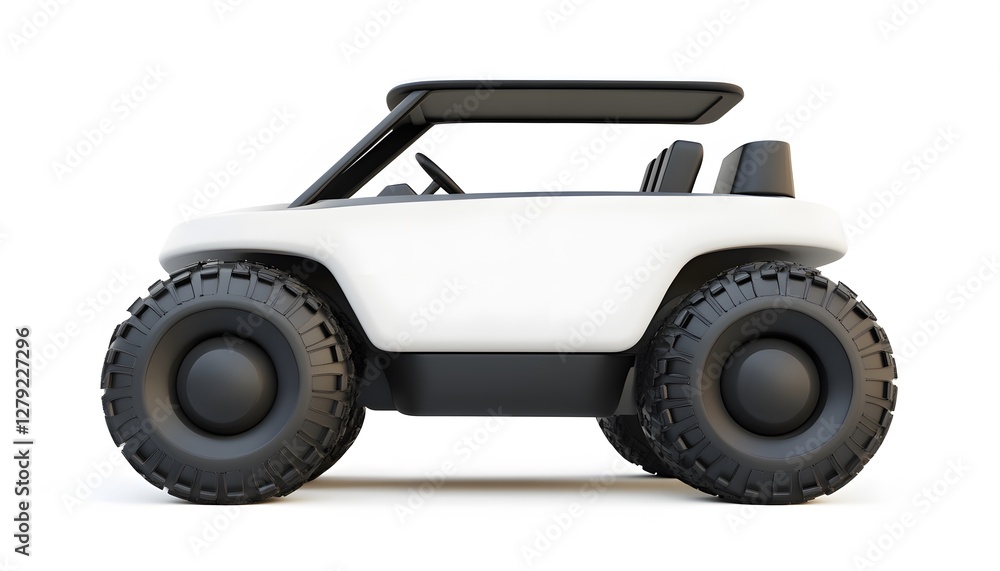 Side view of a futuristic looking white utility vehicle Side view of a futuristic looking white utility vehicle