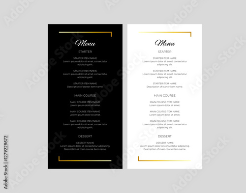 Modern Elegant Menu 4x8 Restaurant, menu, menu card, formal dinner