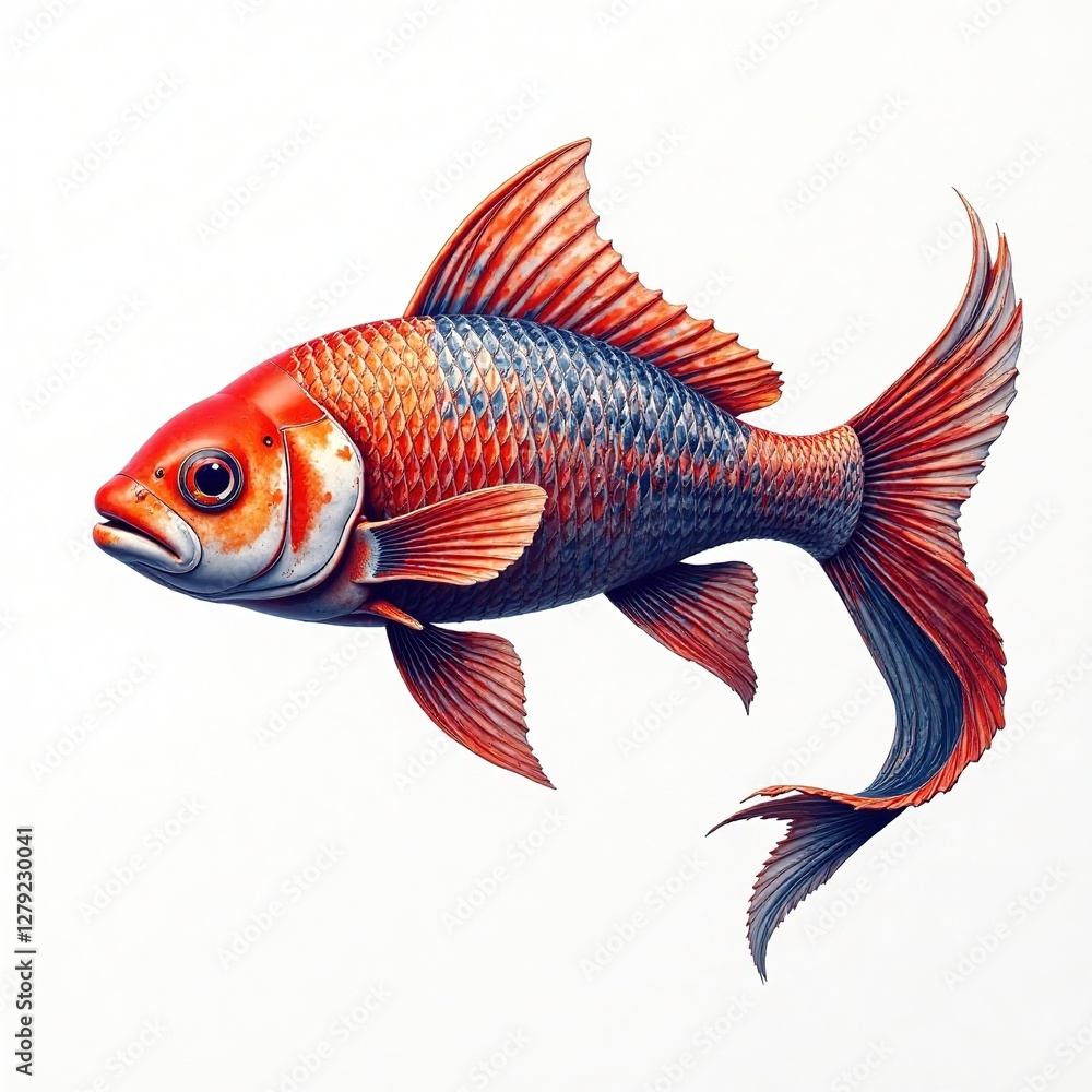 Fototapeta premium Abstract Organic Fish Forms Seamless Pattern Background - Bright & Sharp