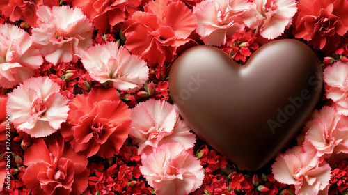  chocolate heart strawberry and carnations