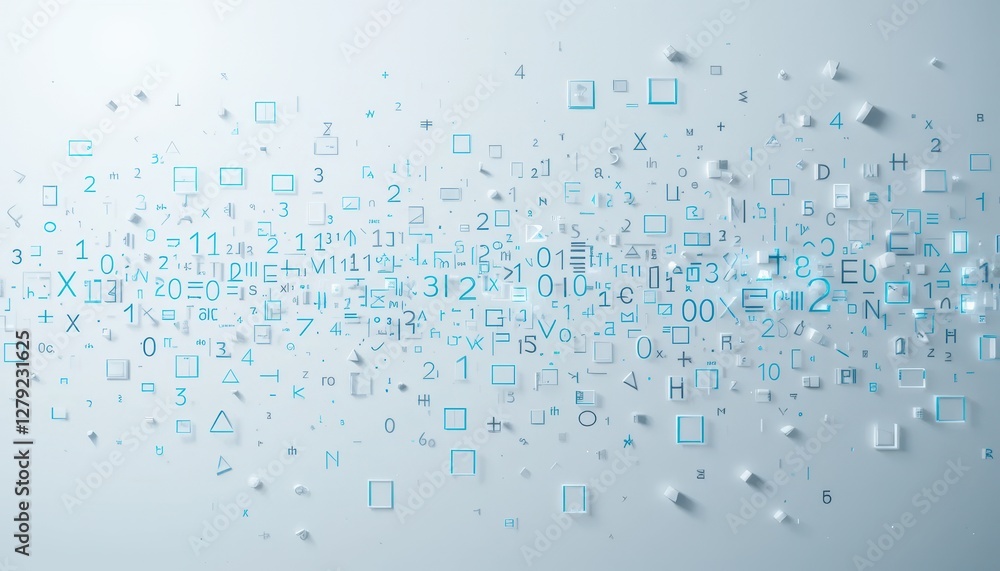 Abstract Digital Data Flow with Geometric Shapes and Numbers Abstract Digital Data Flow with Geometric Shapes and Numbers