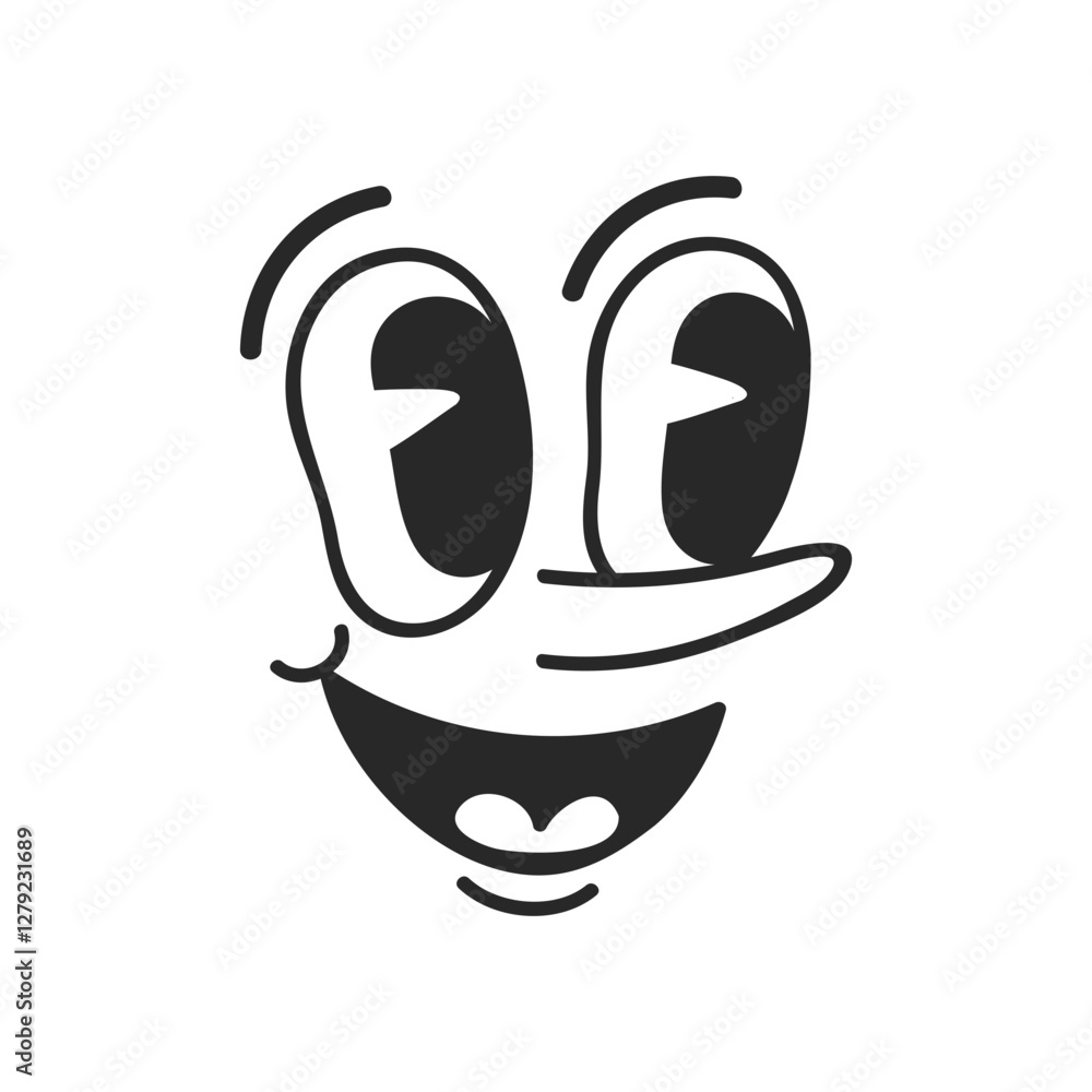 Cute retro cartoon character face drawing element Cute retro cartoon character face drawing element