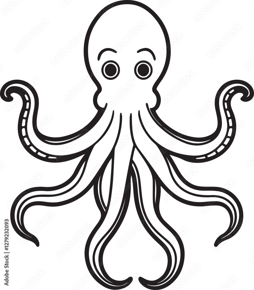 octopus line art, black outline, vector and illustration, line art and outline octopus line art, black outline, vector and illustration, line art and outline