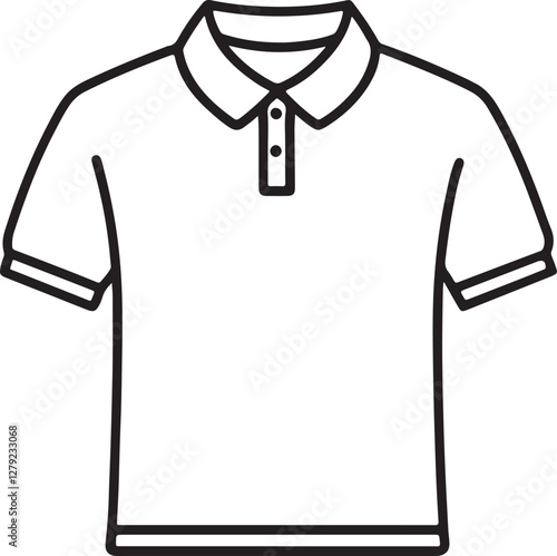 polo shirt line art, black outline, vector and illustration, line art and outline