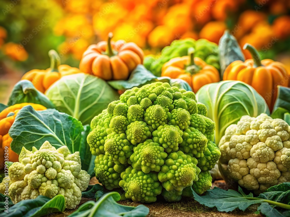 Deep focus on a fall cauliflower crop, abundant. Deep focus on a fall cauliflower crop, abundant.