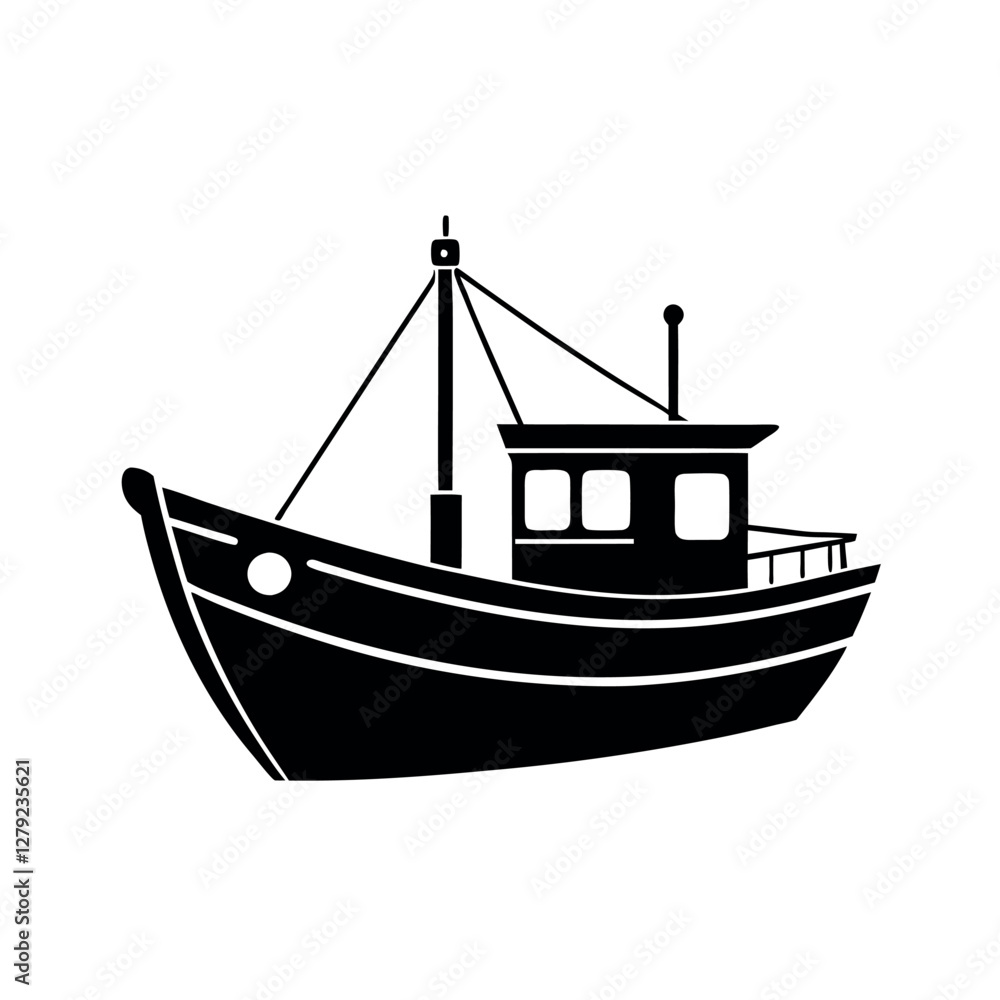 Abstract Fishing Boat Silhouette Designs Abstract Fishing Boat Silhouette Designs