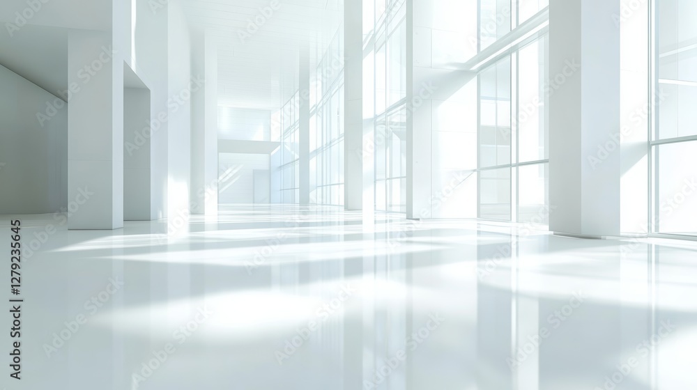 Obraz premium Modern Reception Area With Minimalist Design and Bright Lighting in a Contemporary Interior Space