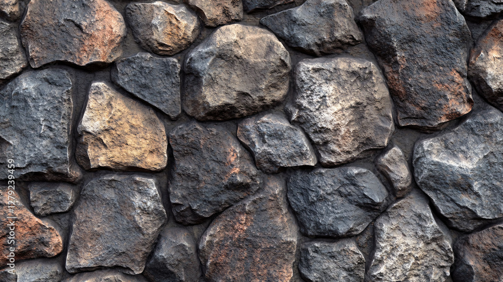 Rustic Stones Displayed in a Cement Foundation Wall Pattern Rustic Stones Displayed in a Cement Foundation Wall Pattern