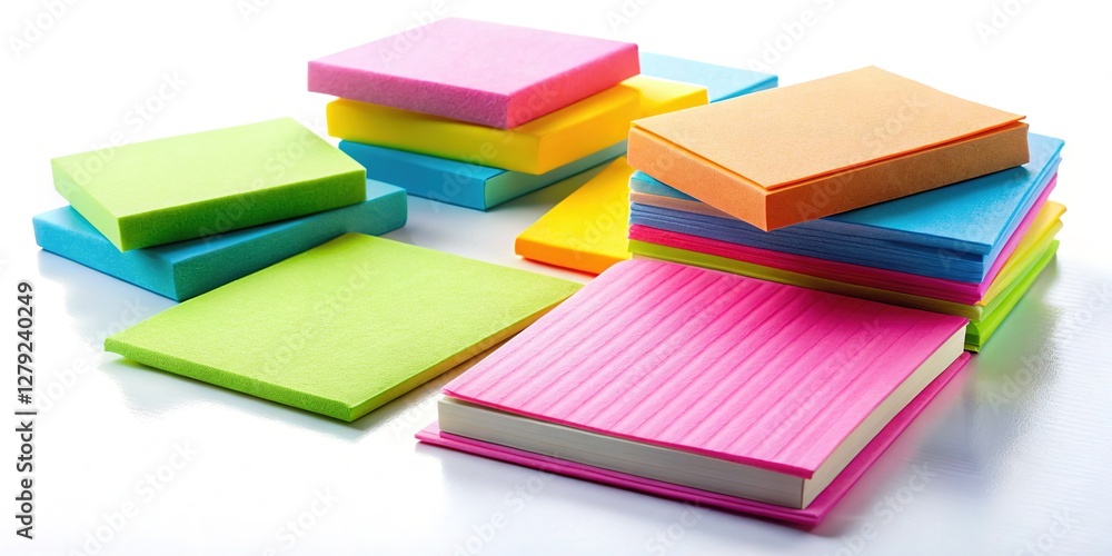 High-resolution product shots of sticky notes, notepads, and assorted colors. High-resolution product shots of sticky notes, notepads, and assorted colors.