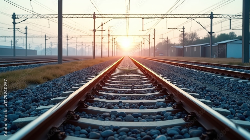 Fototapeta premium High-Speed Rail Track Aerial View - Stunning ICE Train
