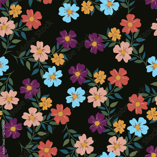 Wallpaper Mural botanical floral vector seamless pattern with roses herbs and leaves big set background with flowers Torontodigital.ca