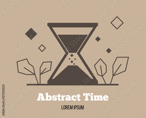 Abstract Hourglass Sand Clock Place for Text. Time and business concept vector art