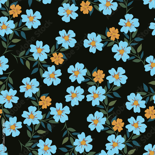 Wallpaper Mural Vintage seamless floral pattern. Ditsy style background of small flowers. Small blooming flowers scattered over a white background. Stock vector for printing on surfaces and web design Torontodigital.ca