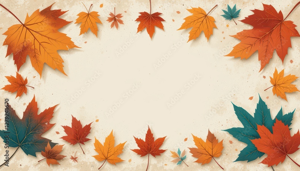 Autumn Leaves Falling in Vibrant Colors Around a Blank Canvas Autumn Leaves Falling in Vibrant Colors Around a Blank Canvas