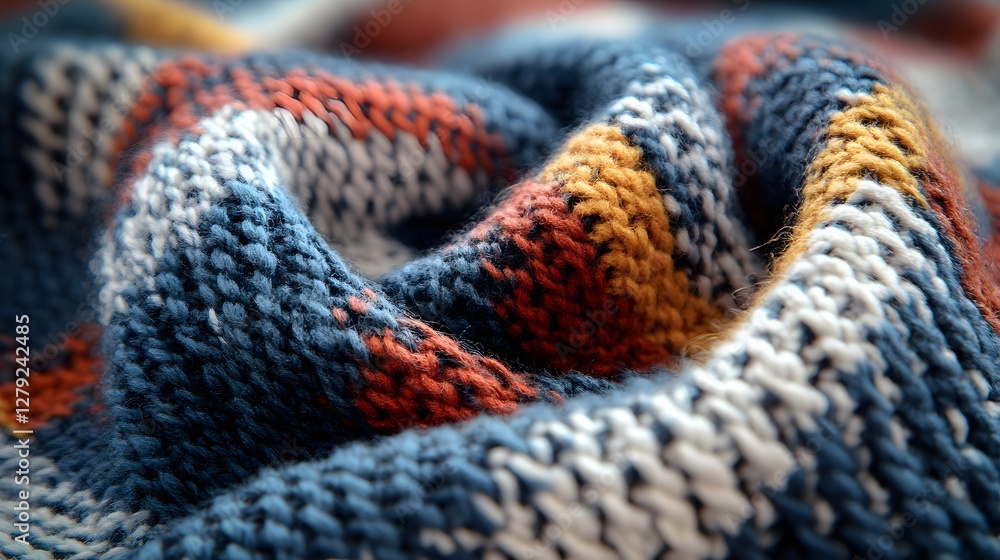 Intricate Knitted Fabric with a Vibrant Checkered Print in Depths of Blue, White, and Red Color Palette Intricate Knitted Fabric with a Vibrant Checkered Print in Depths of Blue, White, and Red Color Palette