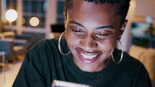 The Smiling Woman with Smartphone