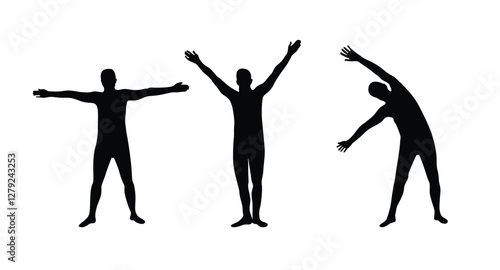 Silhouette of a Man Doing Exercises. Sports, fitness and active lifestyle concept vector art