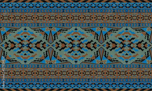 American tribal ethnic native pattern.Traditional Navajo,Aztec,Apache,Southwest and Mexican style fabric pattern.Abstract vector motif pattern.For fabric,clothing,blanket,carpet,woven,wrap,decoration.