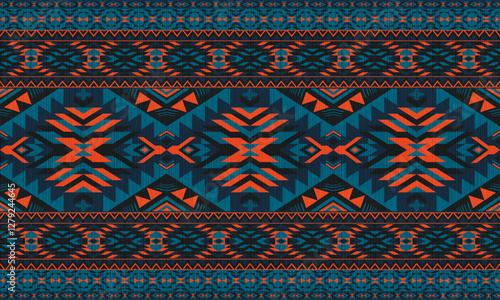 American tribal ethnic native pattern.Traditional Navajo,Aztec,Apache,Southwest and Mexican style fabric pattern.Abstract vector motif pattern.For fabric,clothing,blanket,carpet,woven,wrap,decoration.