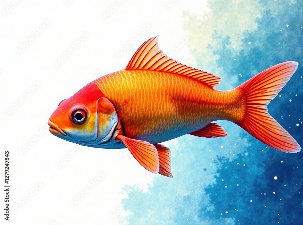 Fototapeta premium Watercolor Fish Swimming Pattern - Bright Aquatic Art