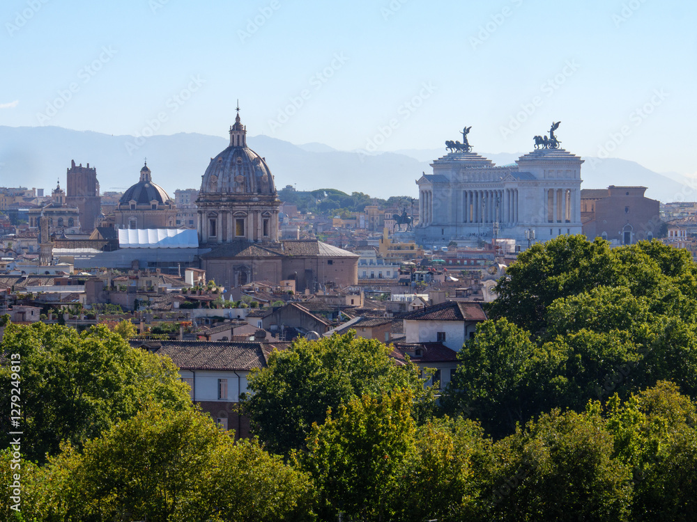 Obraz premium Vue sur Rome depuis les hauteurs du Travestere à Rome en Italie