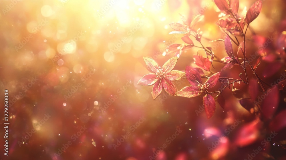 Obraz premium Autumnal Radiance: A Sunlit Symphony of Crimson Blooms