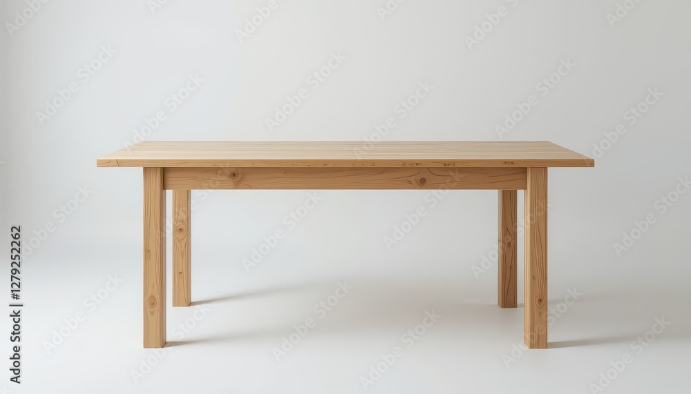 Modern Wooden Table with Simple Design on Neutral Background Modern Wooden Table with Simple Design on Neutral Background