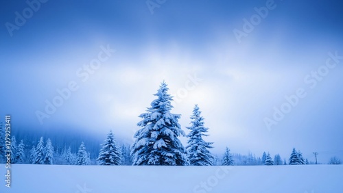 Wallpaper Mural Serene Winter Landscape Snow-Covered Pine Trees in a Misty Forest Torontodigital.ca