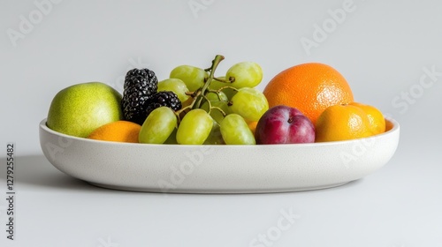 Fresh fruit assortment in white bowl photo