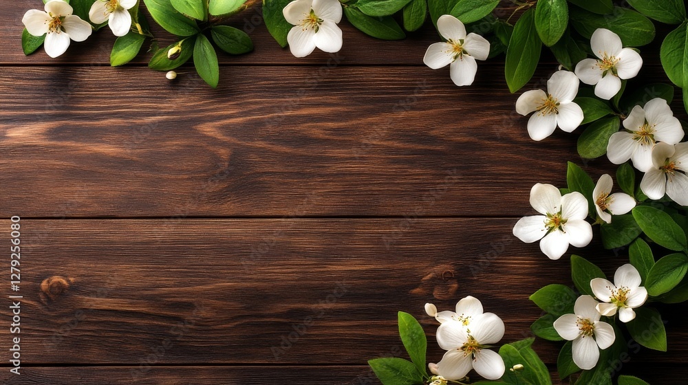 Spring Blossoms on Rustic Wooden Background Spring Blossoms on Rustic Wooden Background