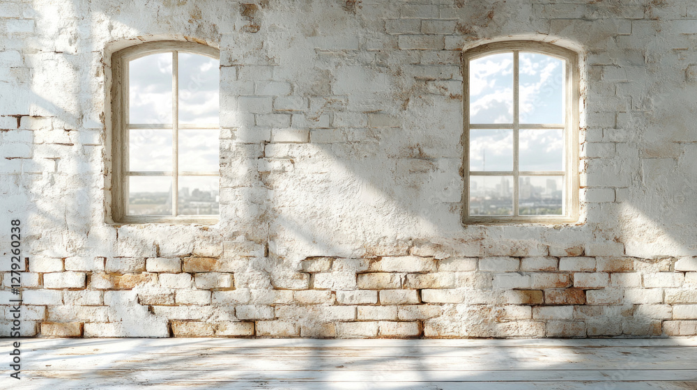 Brick wallpaper with rustic white bricks and visible mortar details for a farmhouse-inspired aesthetic Brick wallpaper with rustic white bricks and visible mortar details for a farmhouse-inspired aesthetic