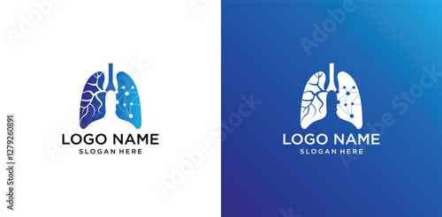 Lungs with Colorful logo vector, Health lungs logo designs template