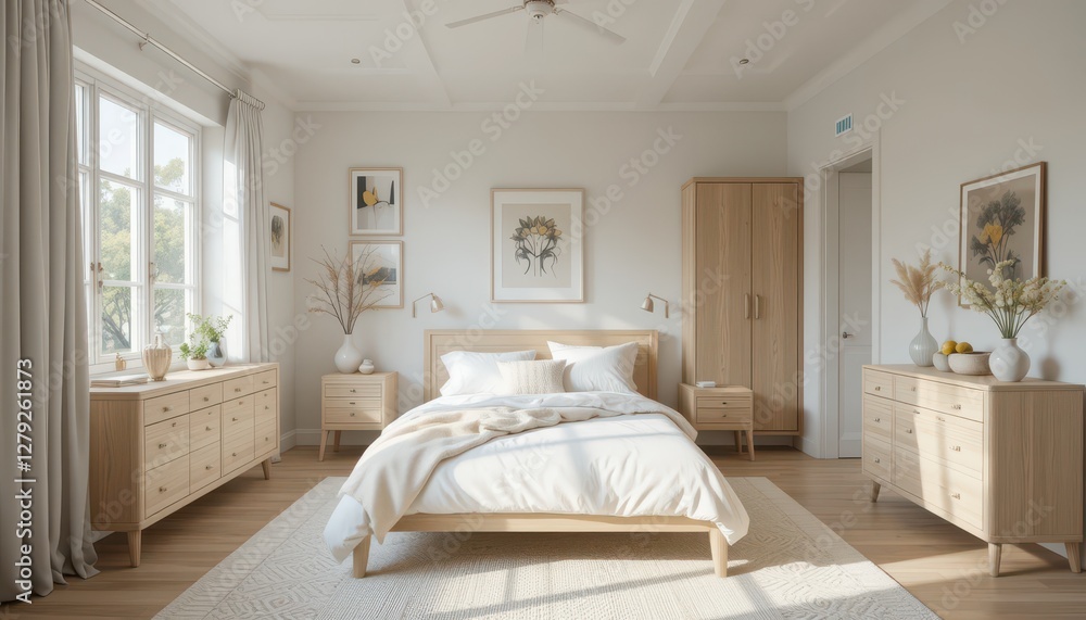 Serene Minimalist Bedroom Design with Natural Light and Warm Tones Serene Minimalist Bedroom Design with Natural Light and Warm Tones