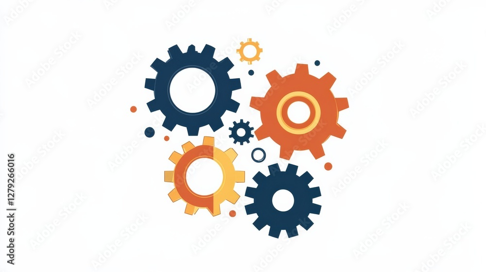 Colorful gears interlocking in a dynamic arrangement symbolizing teamwork and innovation Colorful gears interlocking in a dynamic arrangement symbolizing teamwork and innovation