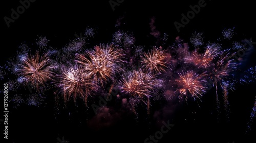 A fireworks display with many different colored fireworks