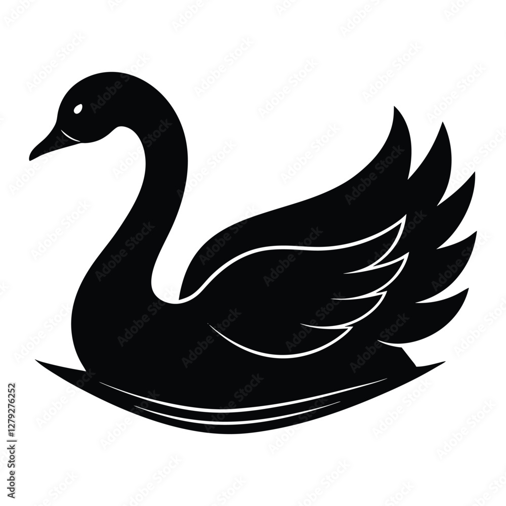 Fototapeta premium black swan vector illustration isolated on a white background