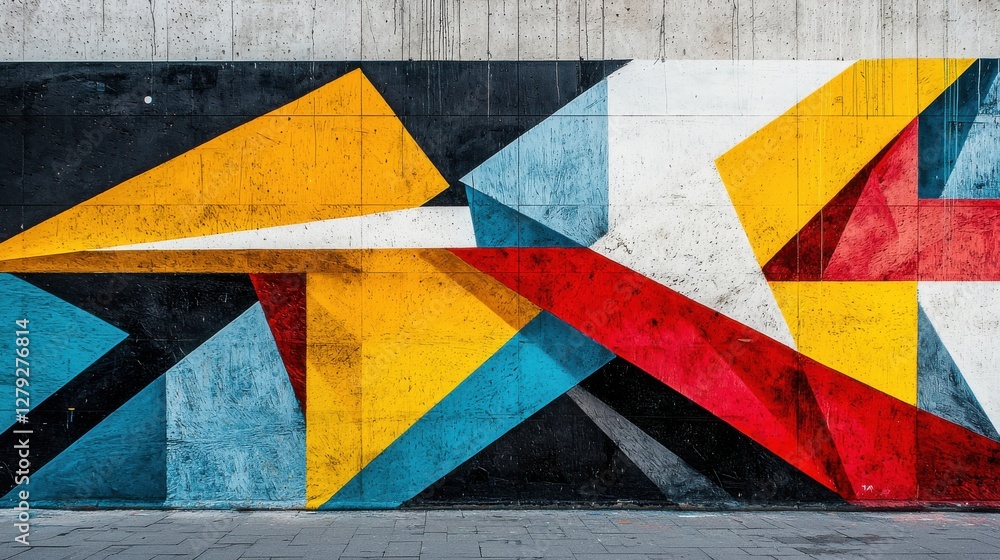 Naklejka premium Vibrant Abstract Geometric Wall Art with Bold Colors and Shapes