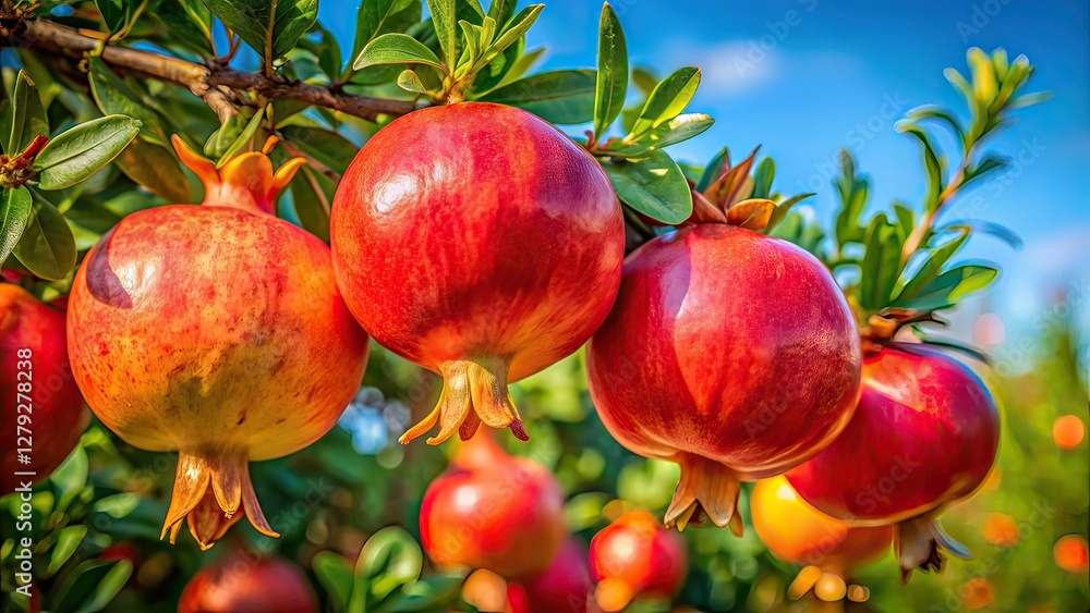 Pomegranate Branch Pattern, High Depth of Field, Fruit Photography Pomegranate Branch Pattern, High Depth of Field, Fruit Photography