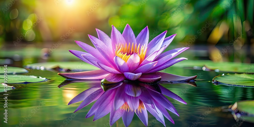 Obraz premium Purple Lotus in Serene Water - Mystical Floral Still Life
