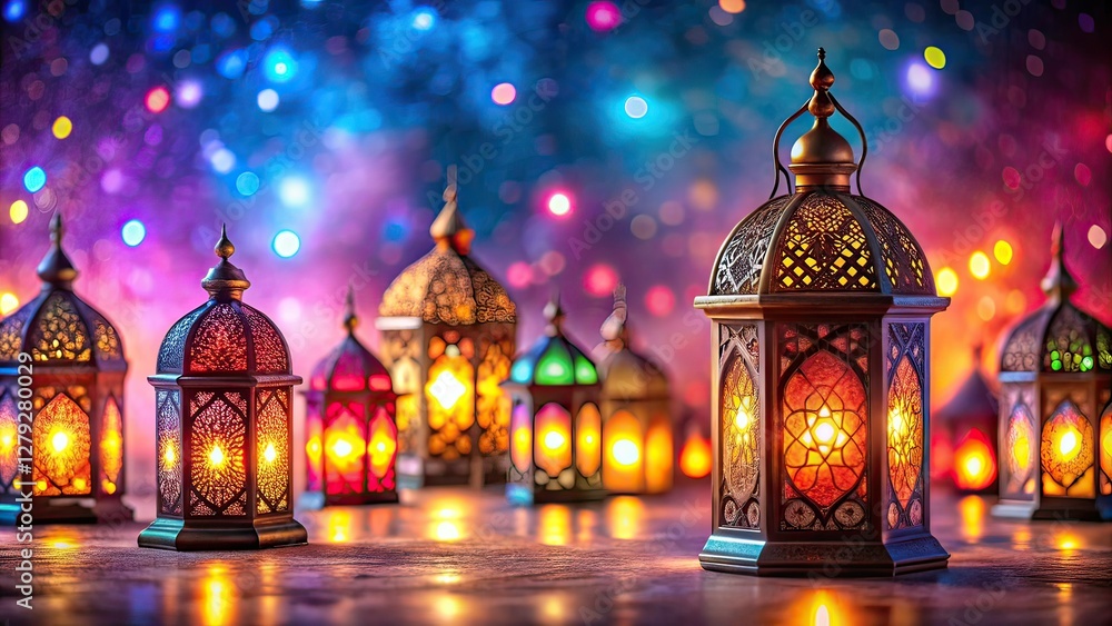 Ramadan Eid Arabic Lantern Lights Rule of Thirds AI Photo Ramadan Eid Arabic Lantern Lights Rule of Thirds AI Photo